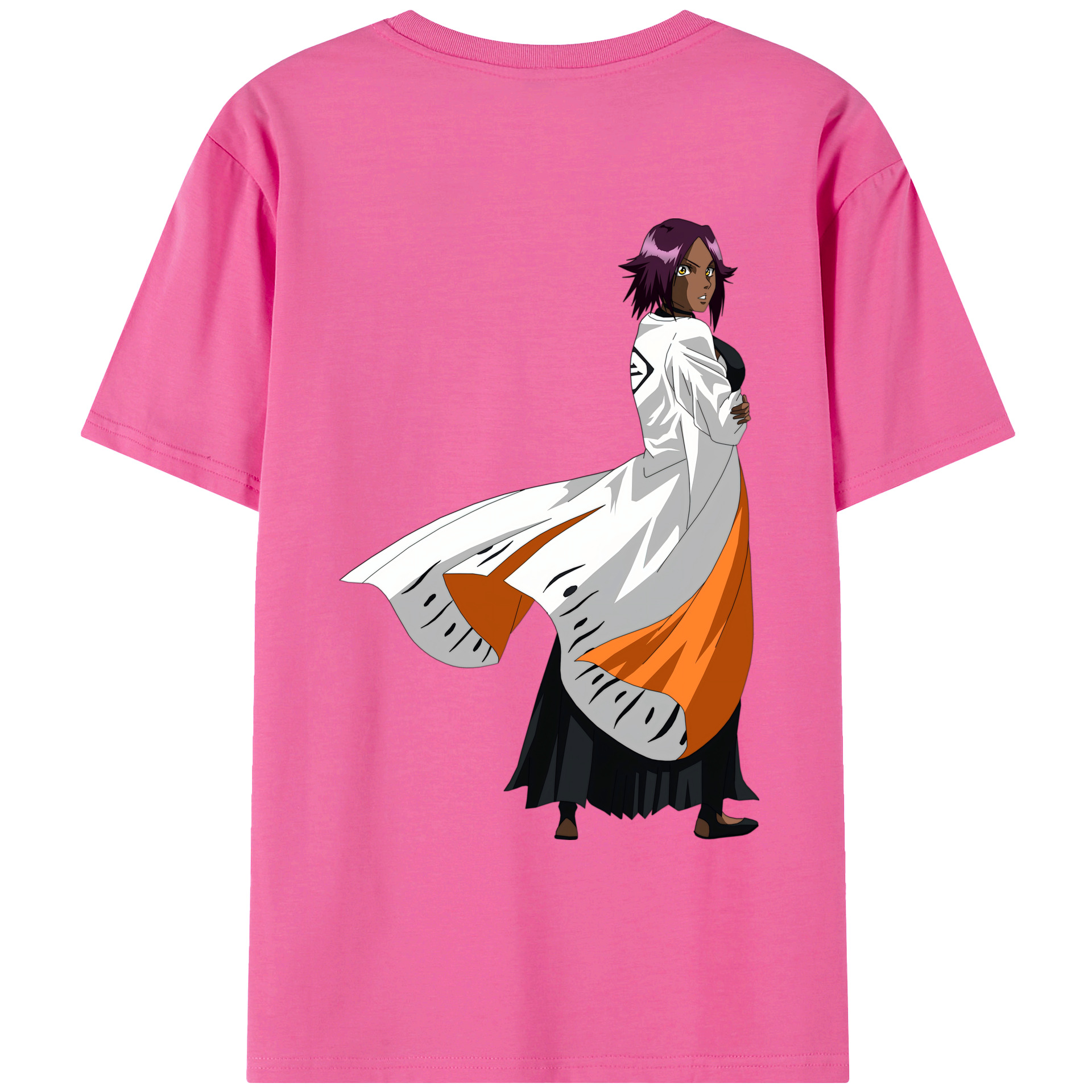 （画像用） ブリーチ 四楓院 夜一（しほういん よるいち） BLEACH Shihouin Yoruichi レディース半袖Tシャツ(バックプリント)